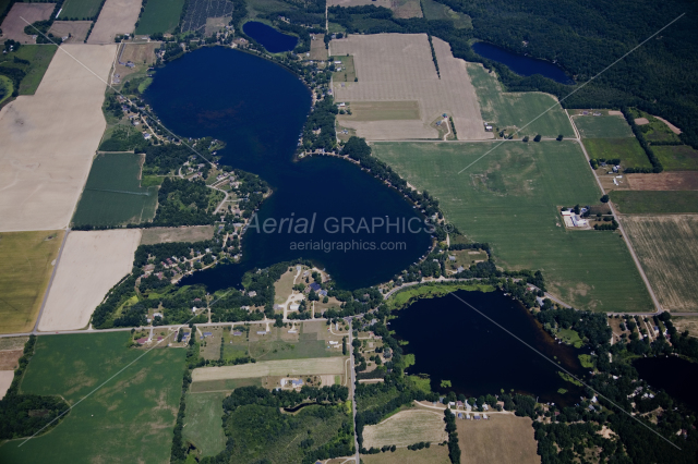 Rainbow Lake and Middle Lake in Montcalm County, Michigan